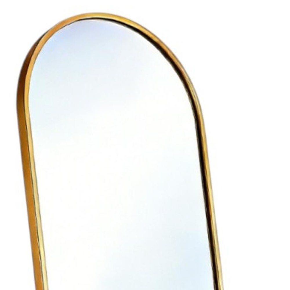 70" Gold Aluminum Arch Freestanding And Wall Mounted Framed Full Length Mirror