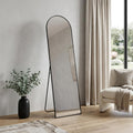 56" Black Aluminum Arch Freestanding And Wall Mounted Framed Full Length Mirror