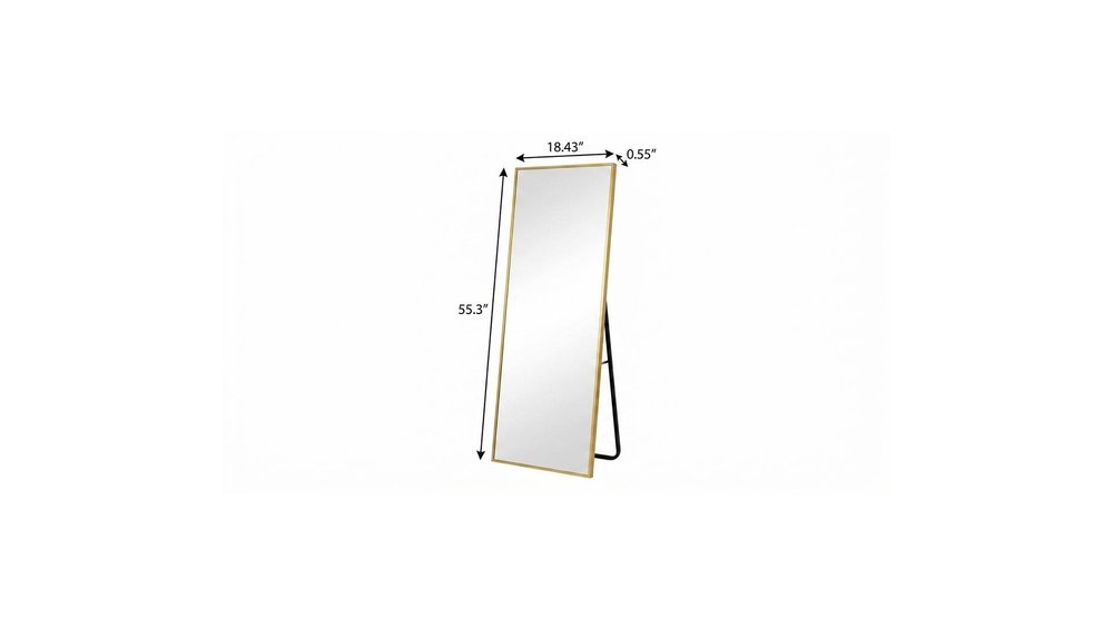 55" Gold Aluminum Freestanding And Wall Mounted Framed Full Length Mirror