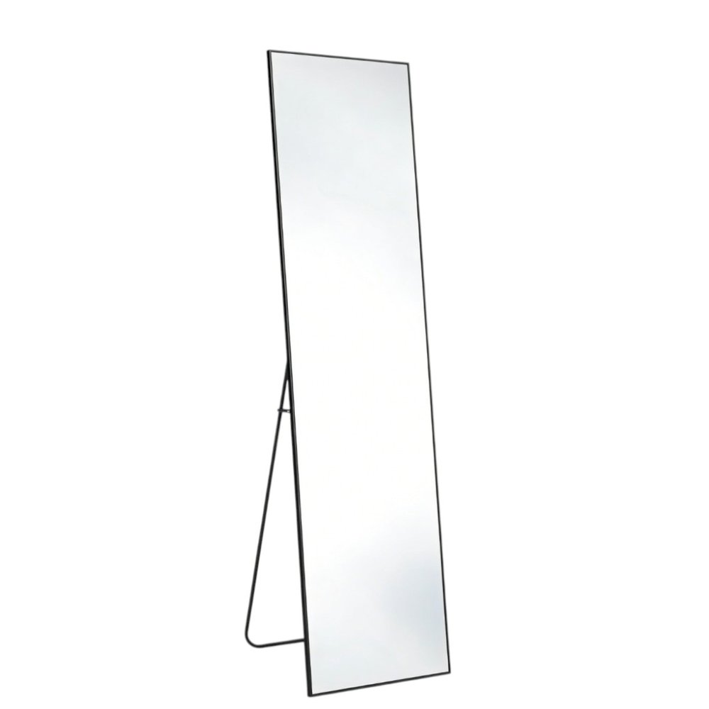 55" Black Aluminum Freestanding And Wall Mounted Framed Full Length Mirror