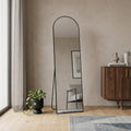 55" Black Aluminum Arch Freestanding And Wall Mounted Framed Full Length Mirror