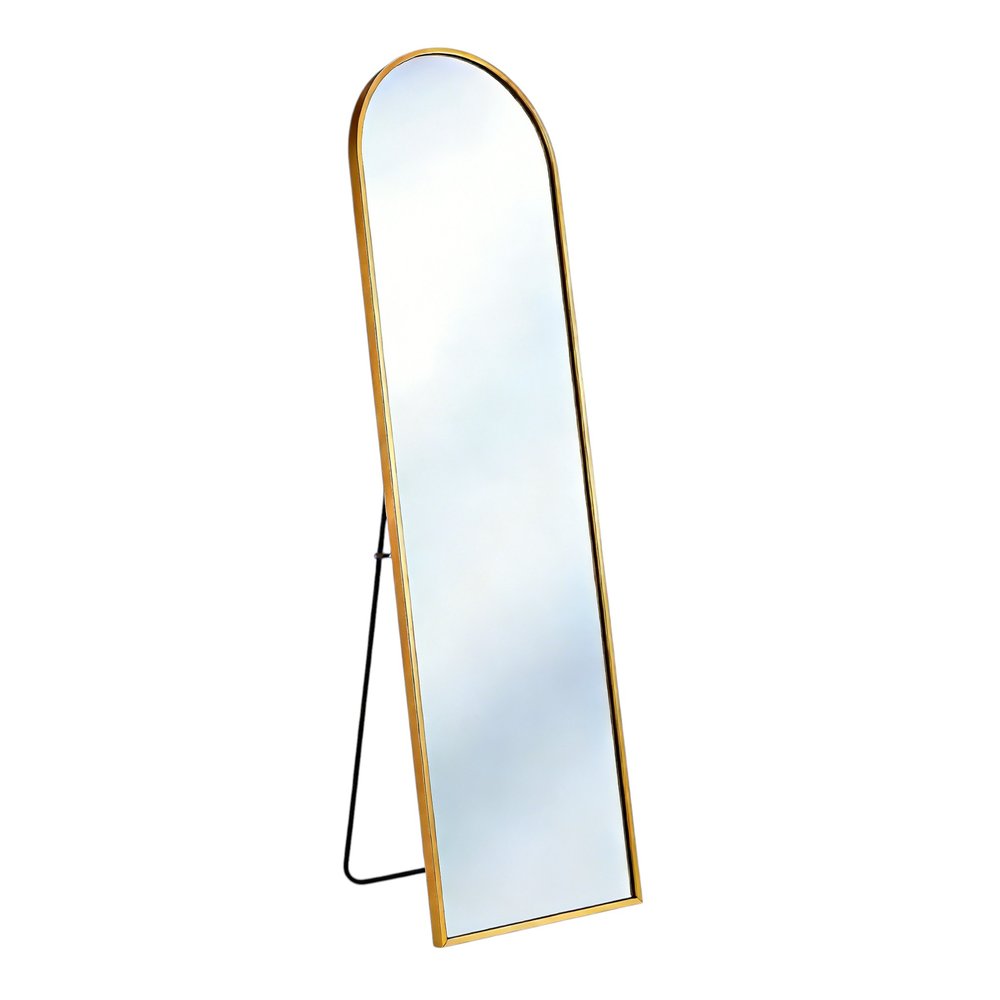 55" Gold Aluminum Arch Freestanding And Wall Mounted Framed Full Length Mirror