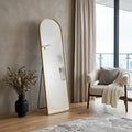 57" Gold Aluminum Arch Freestanding And Wall Mounted Framed Full Length Mirror