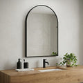 35" Black Aluminum Arch Framed Anti Fog Accent Mirror