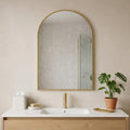 35" Gold Aluminum Arch Framed Anti Fog Accent Mirror