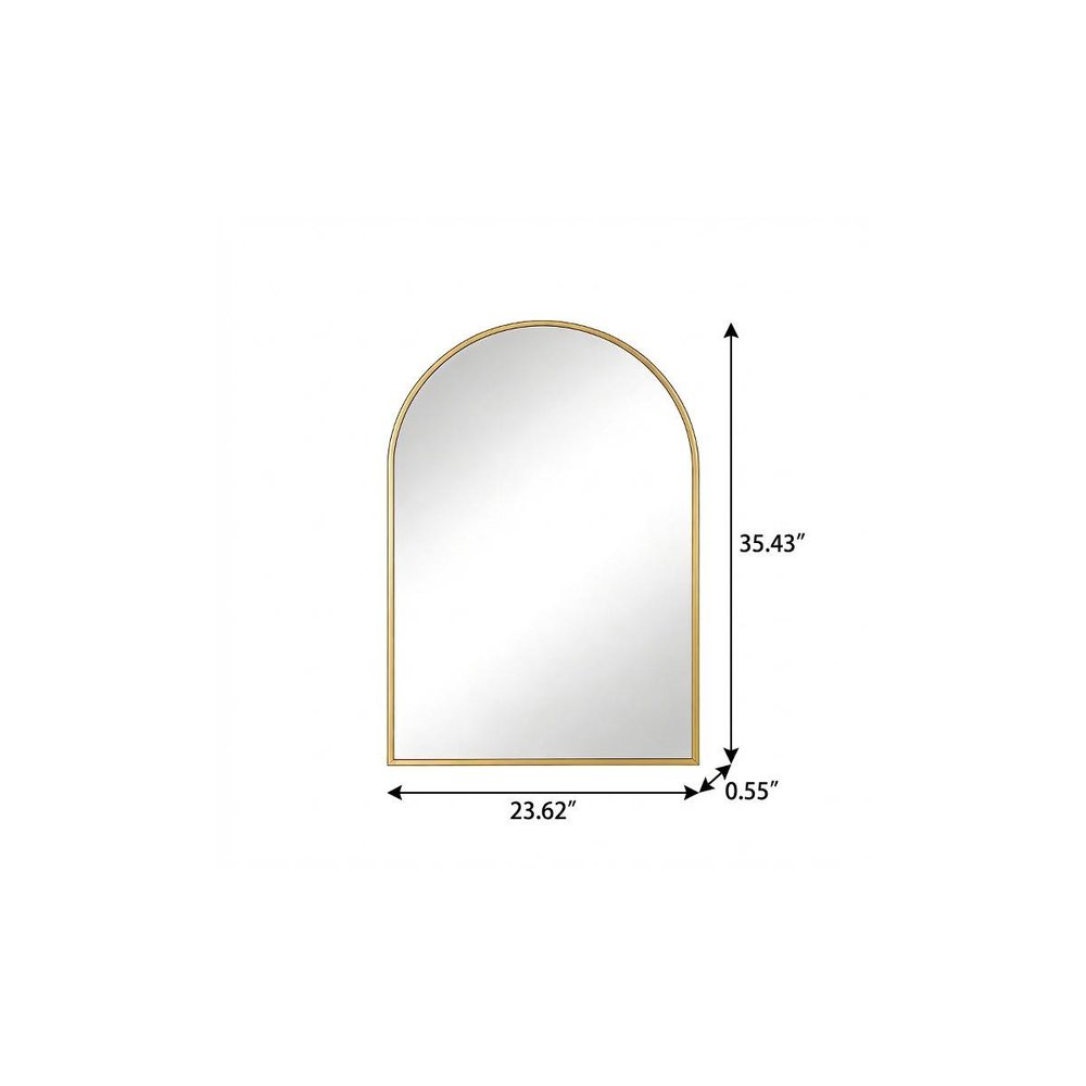 35" Gold Aluminum Arch Framed Anti Fog Accent Mirror