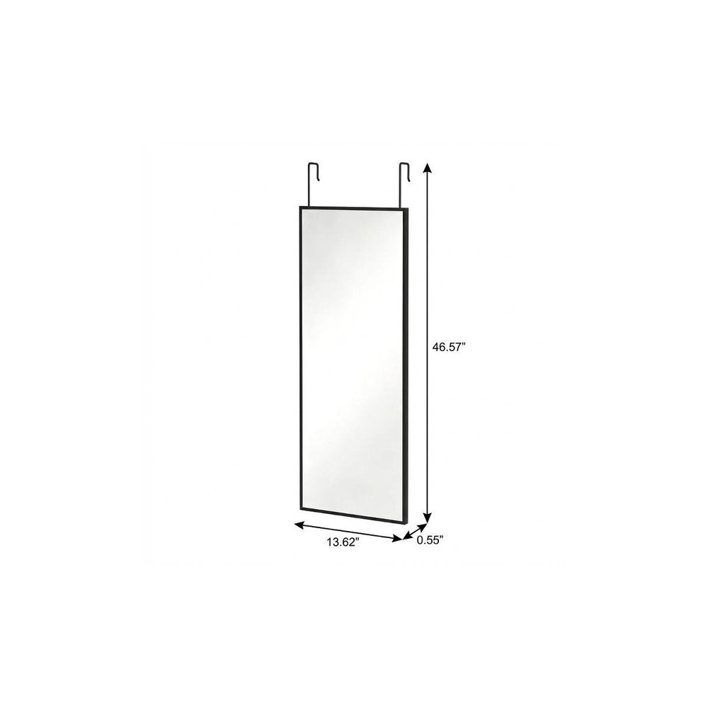 47" Black Aluminum Over the Door Framed Accent Mirror