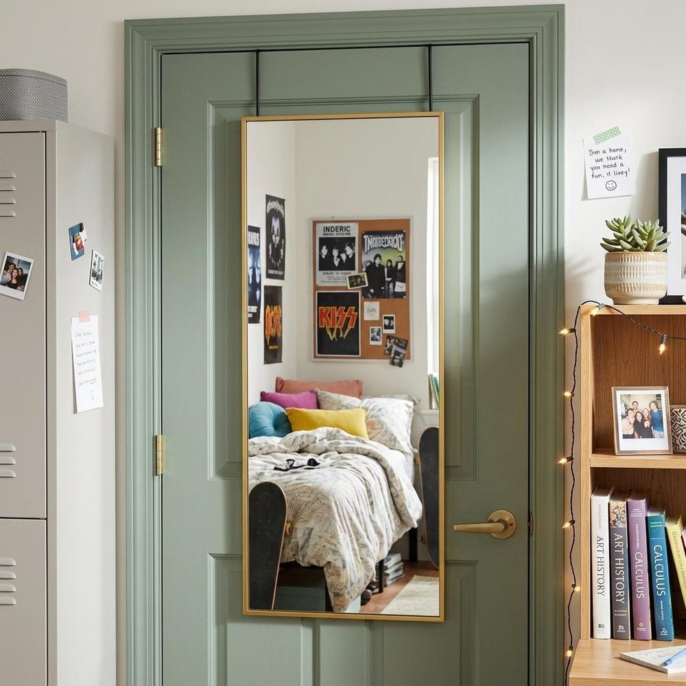 47" Gold Aluminum Over the Door Framed Accent Mirror