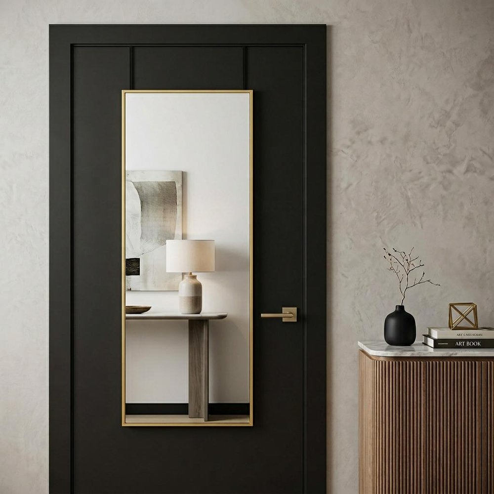 47" Gold Aluminum Over the Door Framed Accent Mirror
