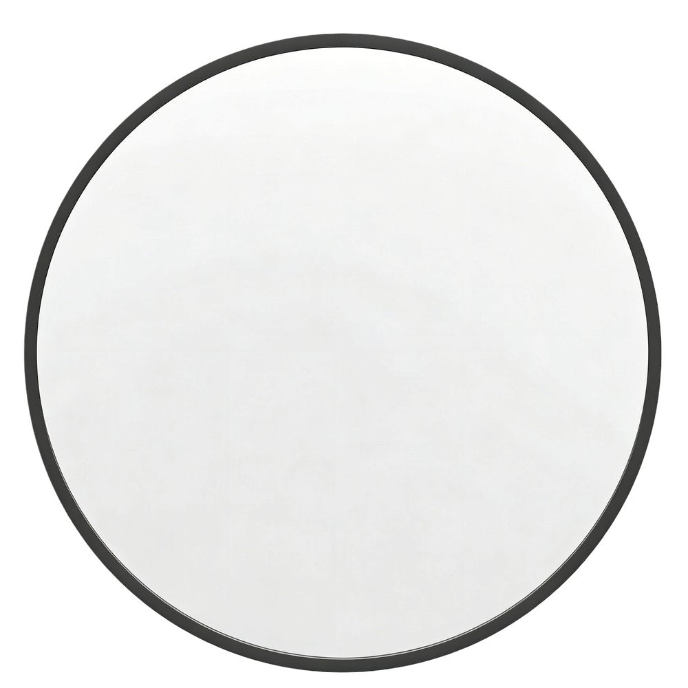 24" Black Aluminum Round Framed Accent Mirror
