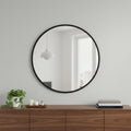 30" Black Aluminum Round Framed Accent Mirror