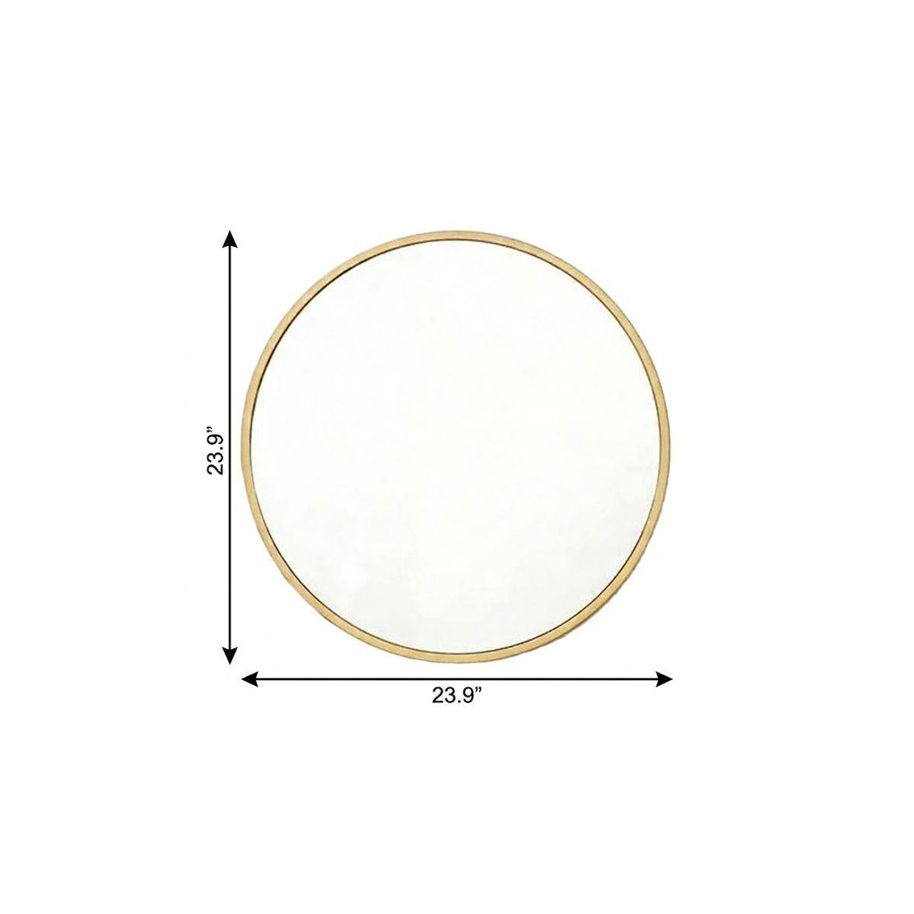 24" Gold Aluminum Round Framed Accent Mirror