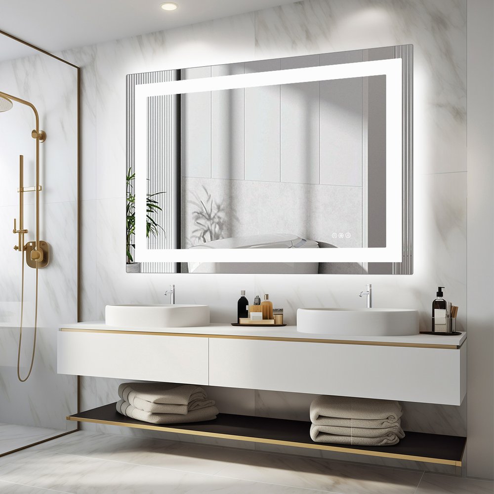 31" Lighted Frameless Anti Fog Bathroom Vanity Mirror