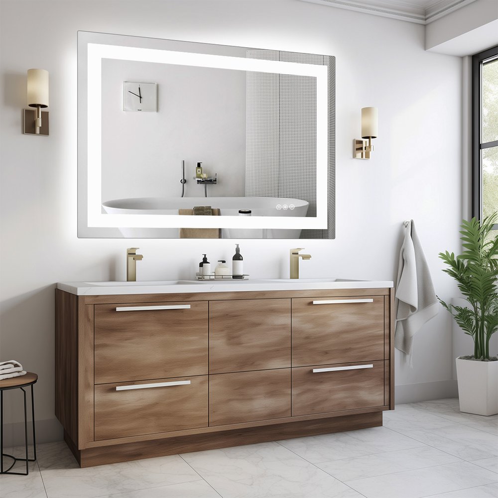 35" Lighted Frameless Bathroom Vanity Mirror