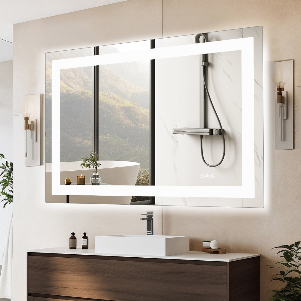 35" Lighted Frameless Bathroom Vanity Mirror