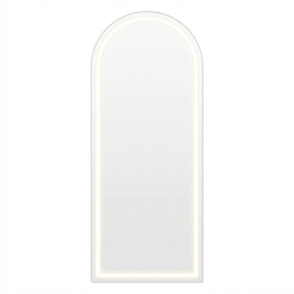 60" Arch Lighted Wall Mounted And Freestanding Frameless Full Length Mirror