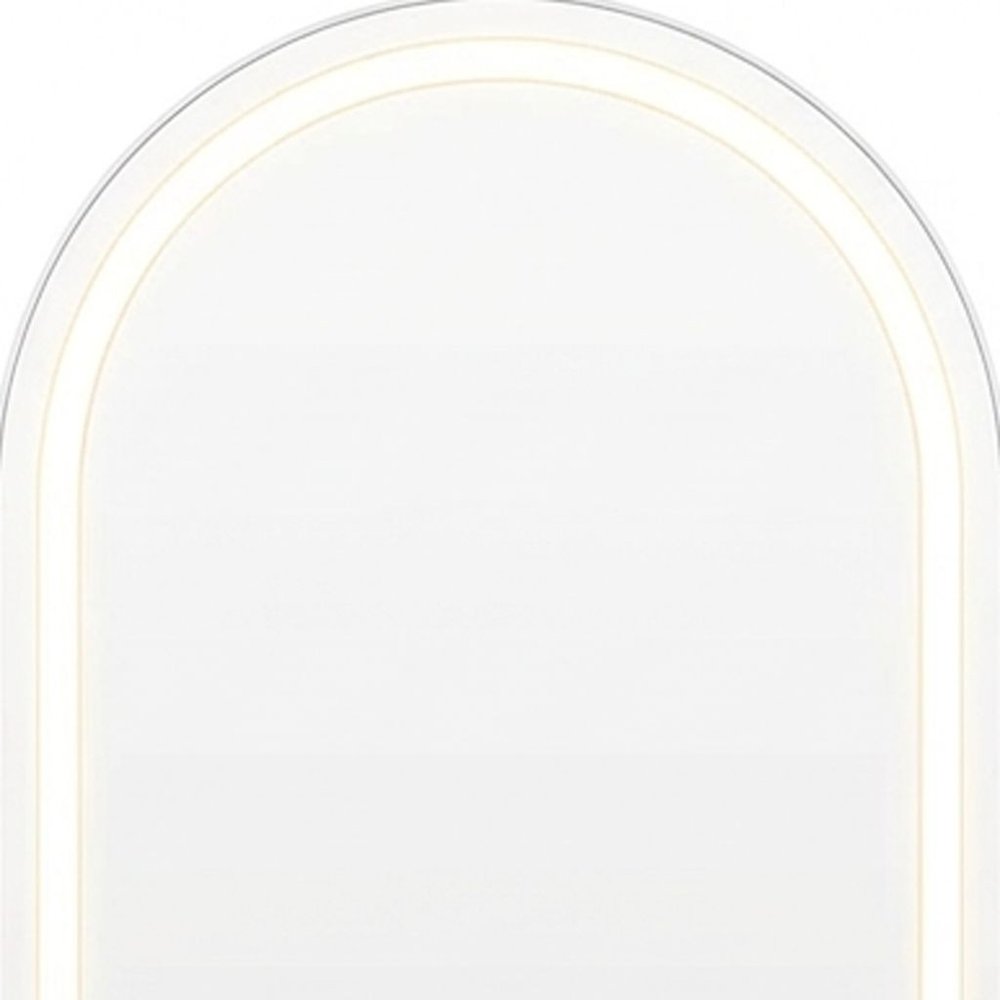 63" Silver Arch Lighted Freestanding And Wall Mounted Framed Full Length Mirror