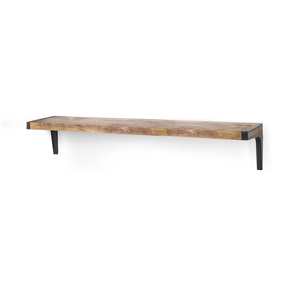 58" Brown Solid Wood Wall Mounted Accent Shelf