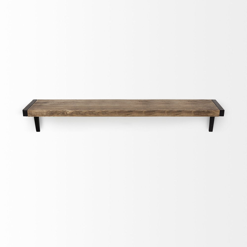 58" Brown Solid Wood Wall Mounted Accent Shelf
