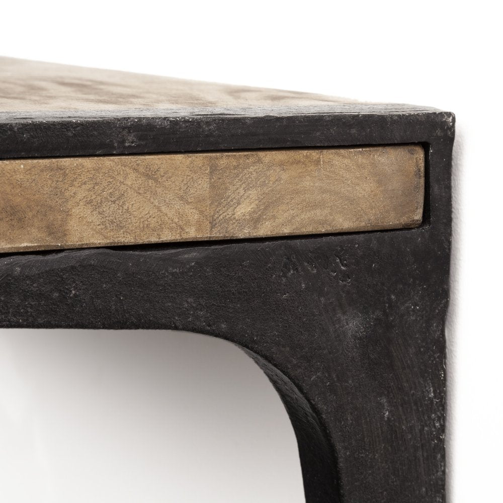 58" Brown Solid Wood Wall Mounted Accent Shelf