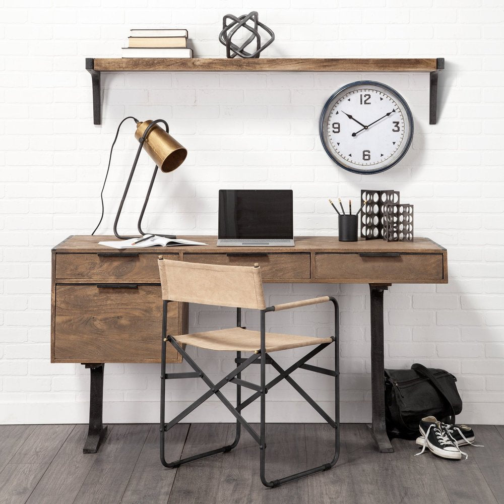 58" Brown Solid Wood Wall Mounted Accent Shelf