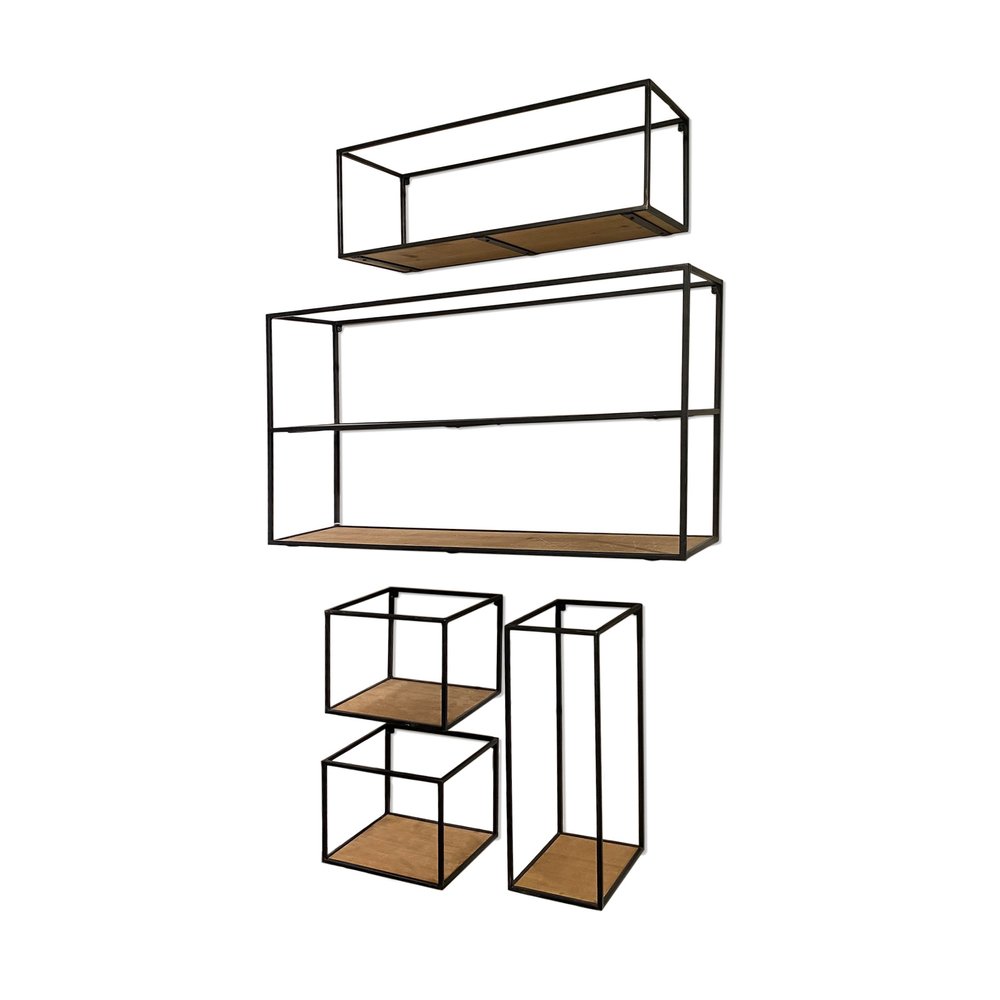 15" Black Solid Wood Wall Mounted Accent Shelf