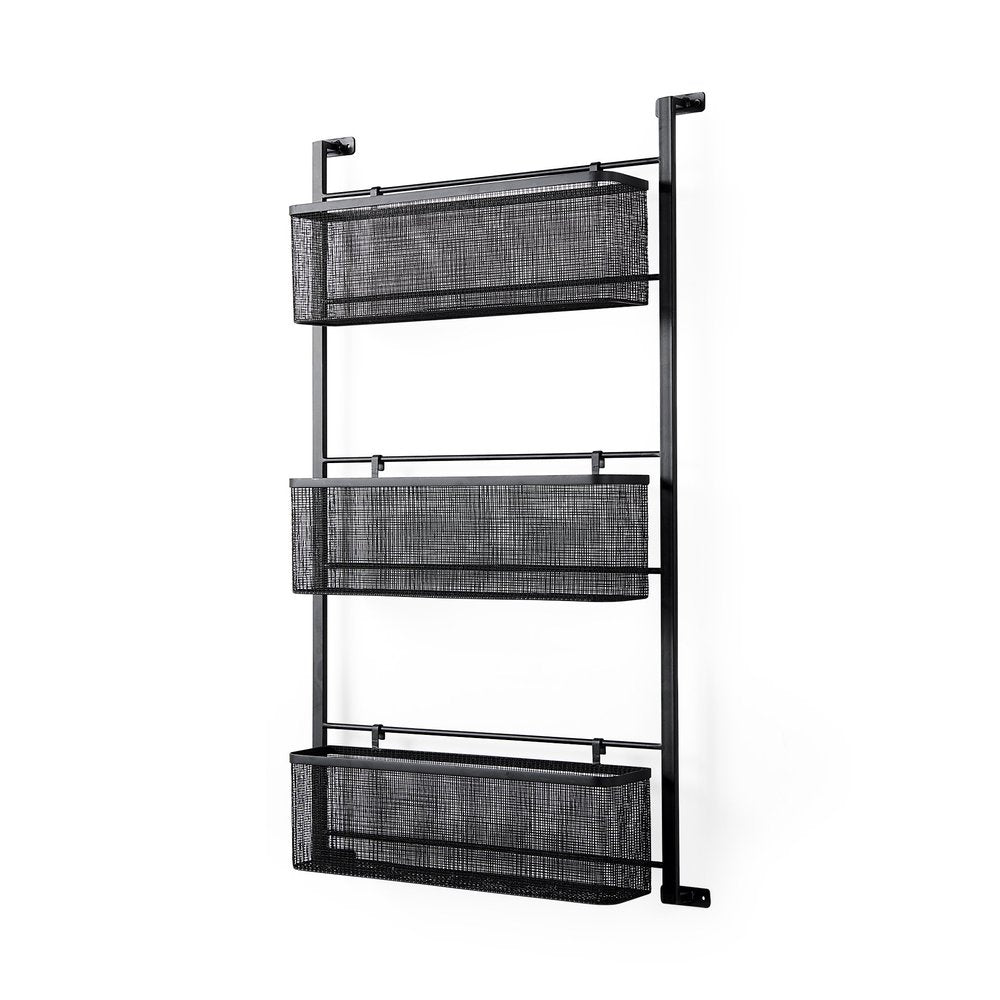 23" Black Metal Wall Mounted Accent Shelf