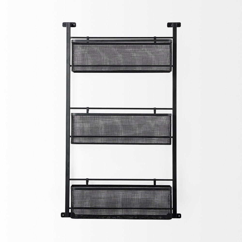 23" Black Metal Wall Mounted Accent Shelf
