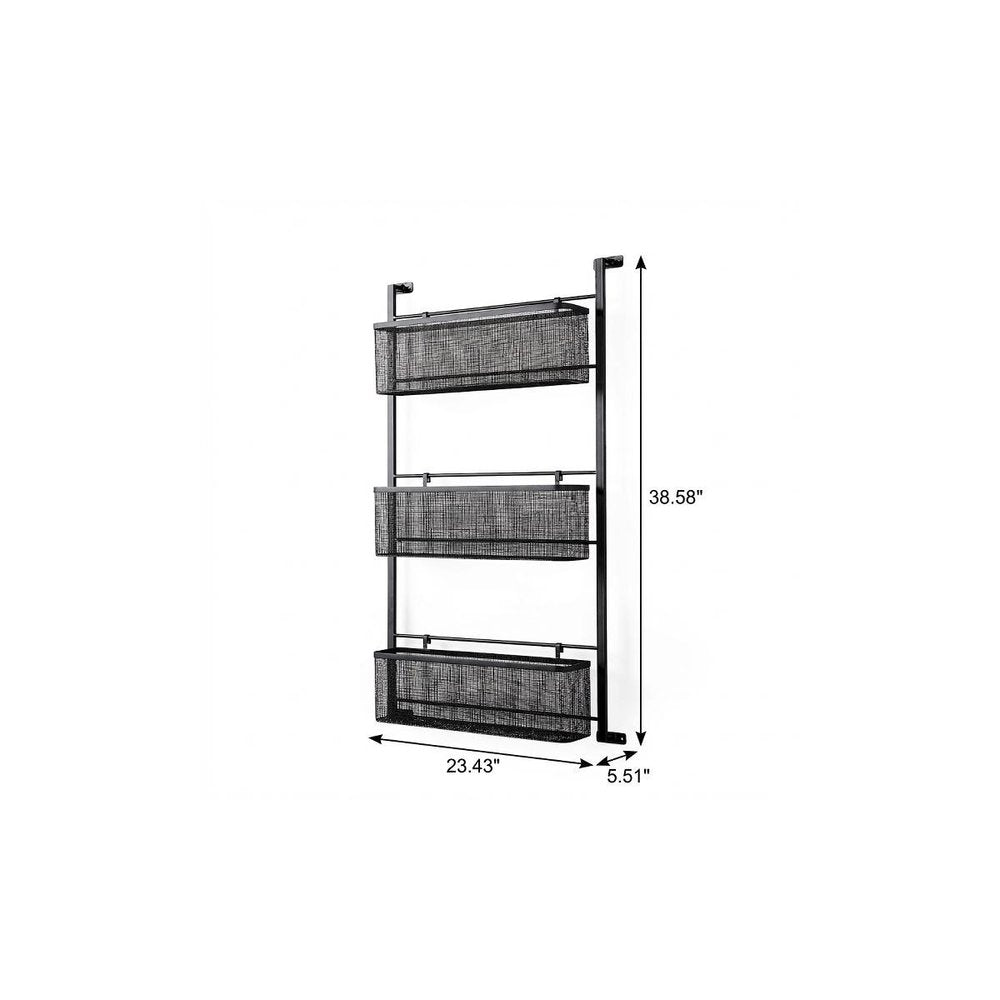 23" Black Metal Wall Mounted Accent Shelf