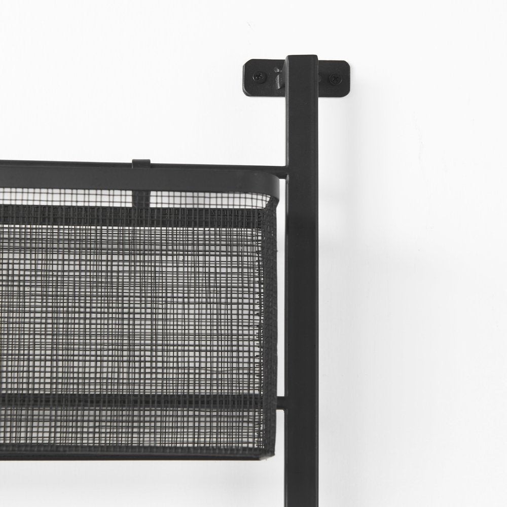 23" Black Metal Wall Mounted Accent Shelf