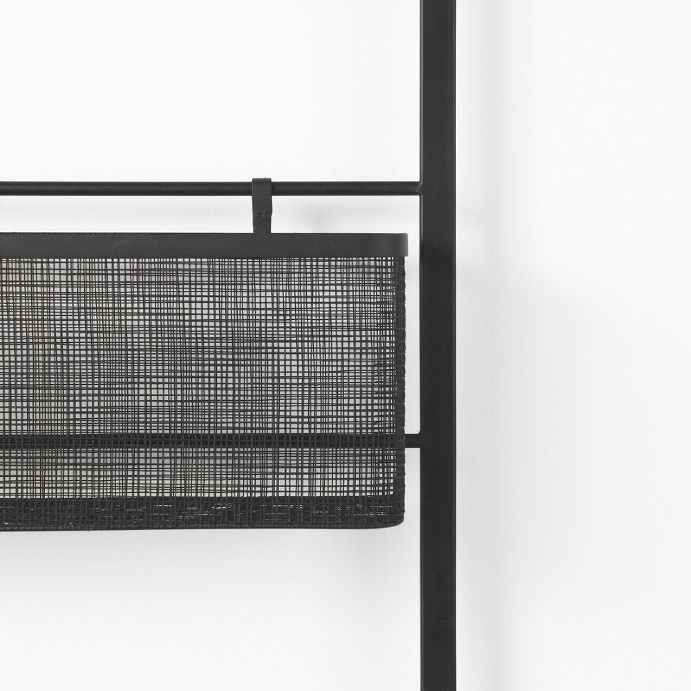 23" Black Metal Wall Mounted Accent Shelf