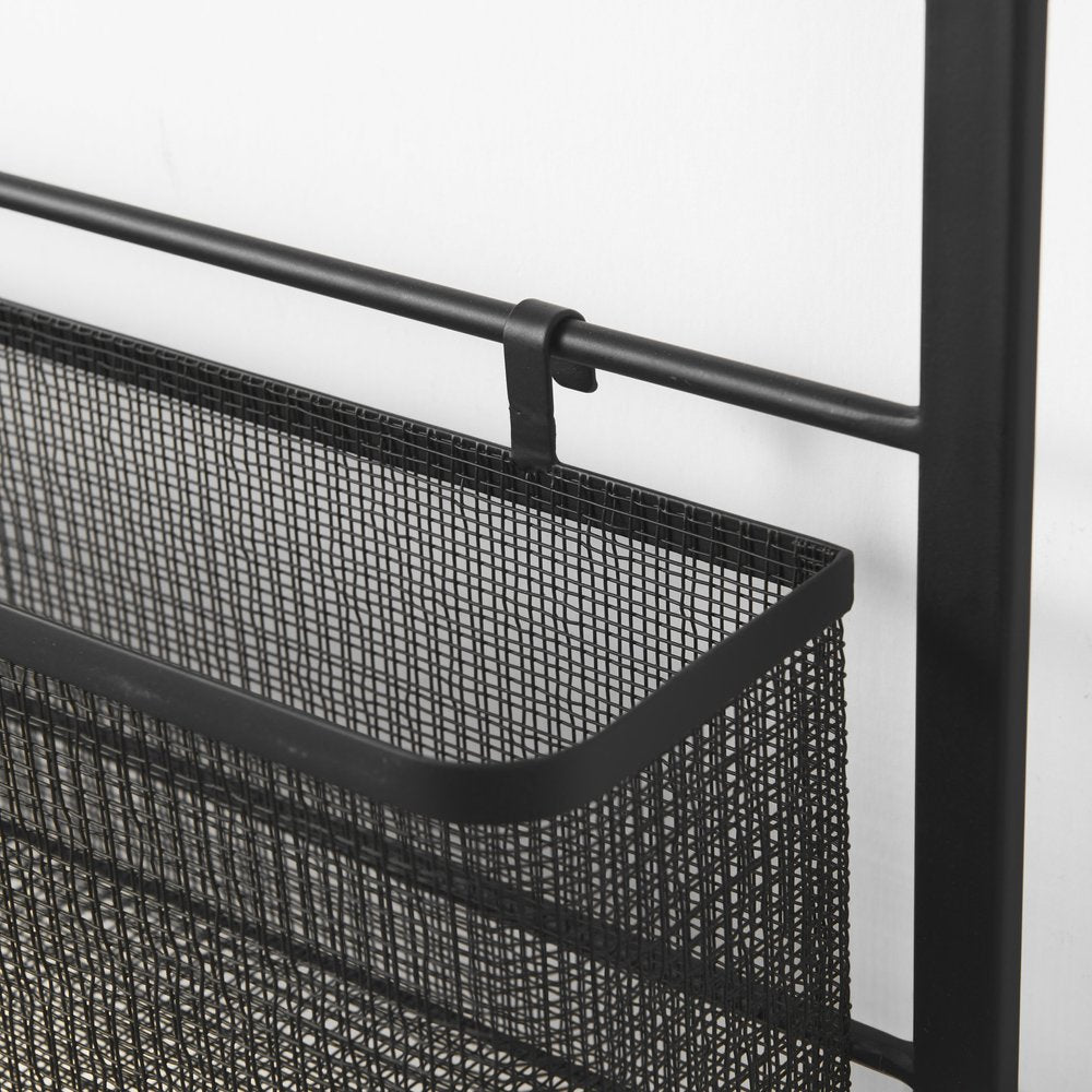 23" Black Metal Wall Mounted Accent Shelf
