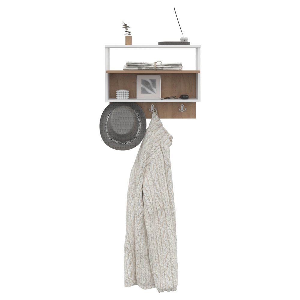 Set Of Three White Wood Wall Mounted Floating Shelf