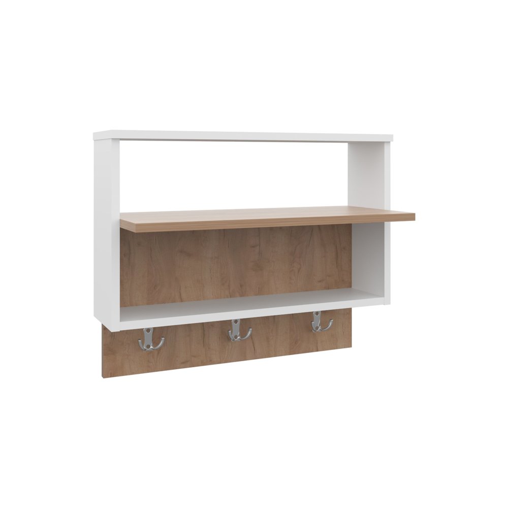 Set Of Three White Wood Wall Mounted Floating Shelf