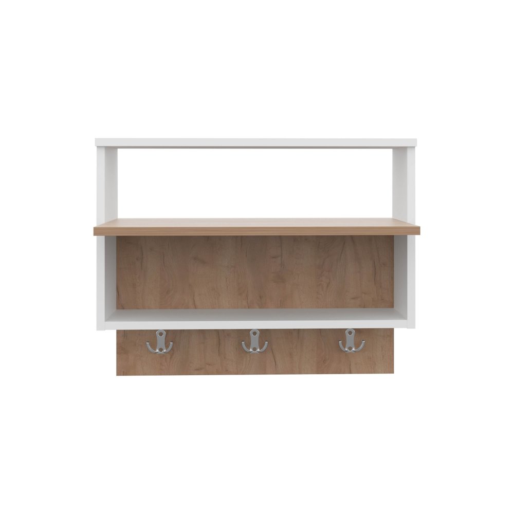 Set Of Three White Wood Wall Mounted Floating Shelf