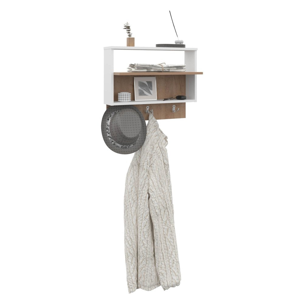 Set Of Three White Wood Wall Mounted Floating Shelf