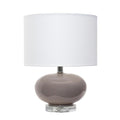 15" Gray Taupe Glass Round Table Lamp With Drum Shade