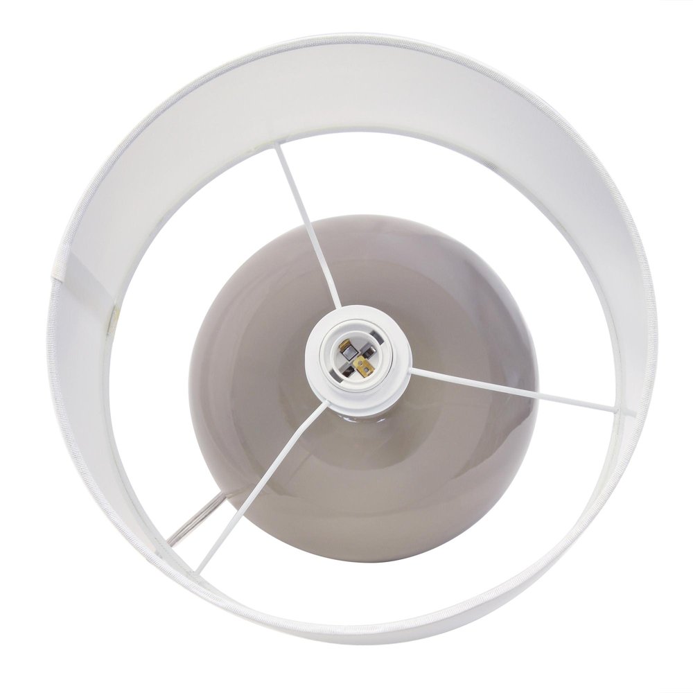 15" Gray Taupe Glass Round Table Lamp With Drum Shade