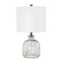 20" Light Gray Textured Glass Table Lamp With White Drum Shade