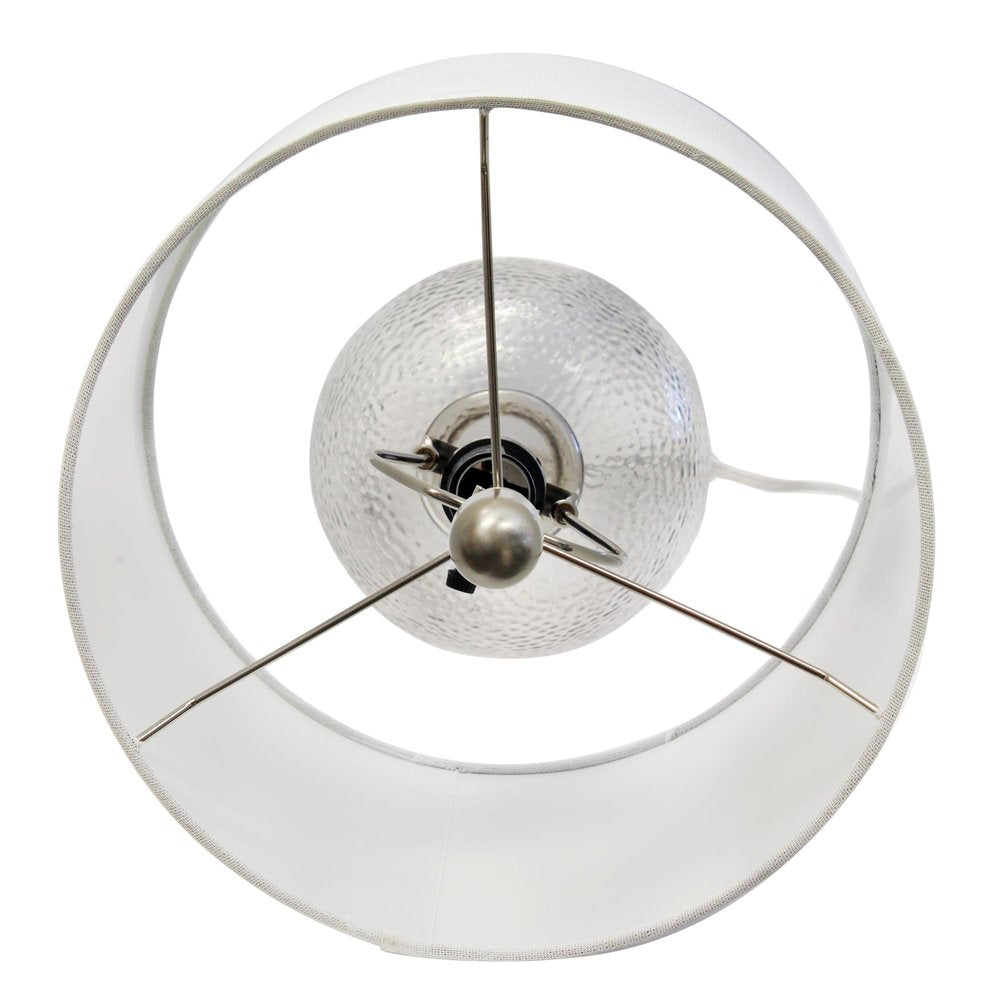 20" Light Gray Textured Glass Table Lamp With White Drum Shade
