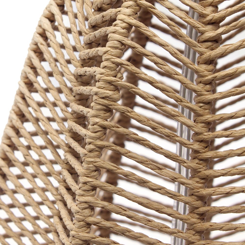 21" Natural Rope Rattan Table Lamp With Drum Shade